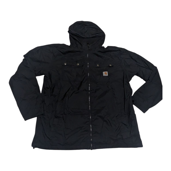 Carhartt Rockford Men's Black 100% Nylon Jacket Parka Black Zip‎ Snap Size XL - Picture 1 of 7